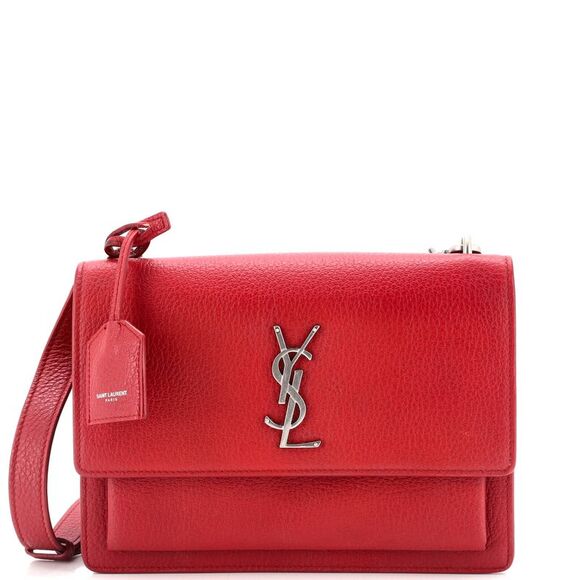 Saint Laurent Sunset Satchel Leather Medium Red - Picture 1 of 6